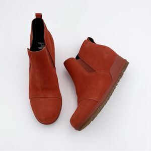 Sorel Joan of Arc burnt orange suede Wedge Ankle Boots Womens size 9 NWOT